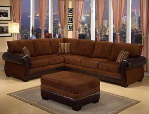 brown microfiber sectional couch in an elegant living room