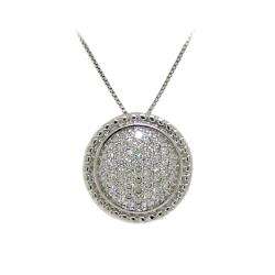 Sterling Silver Cubic Zirconia Pave Circle Necklace  