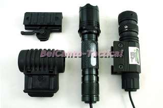 Spiderfire Q5 CREE LED Tactical Flashlight + Quick Release Green Laser 