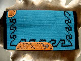 WOOL WESTERN SHOW TRAIL SADDLE BLANKET PAD TURQUOISE HORSE TACK RODEO 