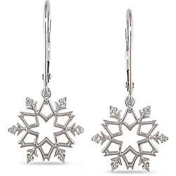 10k White Gold Diamond Accent Snowflake Earrings (H I, I2 I3 
