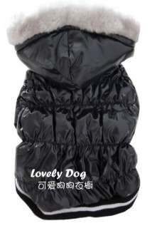 Luxury glossy TAFFETA Very Warm DOG Clothes Hoodie COAT S,M,L,XL Black 