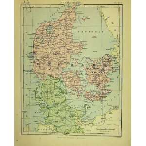  1877 Map Denmark North Sea Britannica Ninth Edition