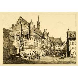  1915 Print Samuel Prout Art Ulm Germany Cityscape Rathaus 