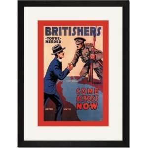  Black Framed/Matted Print 17x23, Britishers Youre Needed 
