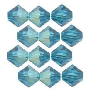  12 Blue Zircon AB Swarovski Crystal Bicone Beads 4mm