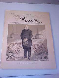ANTIQUE 1891 PUCK Magazine NR Color LITHO CARTOON  