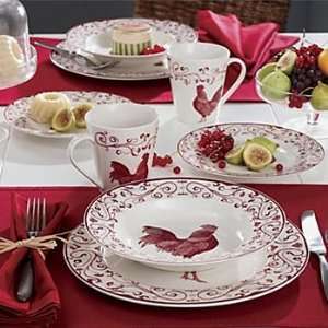    piece Rooster red country dinnerware set porcelain