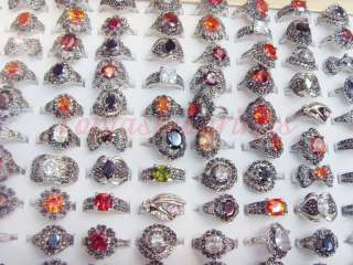 wholesale mixed Lots 50pcs fantastic CZ/Czech rhinestone ladys rings