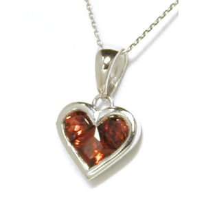  Invisible set Heart Garnet Pendant   JewelryWeb Jewelry
