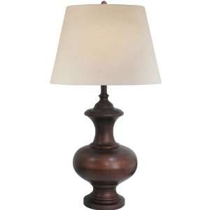   Table Lamp, Copper Bronze with Beige Fabric Shade
