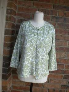 CAROLE LITTLE Women Green /White Cotton Blend Sweater Twin Set Size XL 