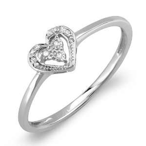 925 Sterling Silver Round Cut Real Diamond Heart Shaped Wedding Ring 