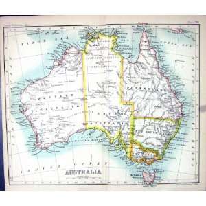  ANTIQUE MAP c1901 AUSTRALIA TASMANIA QUEENSLAND VICTORIA 