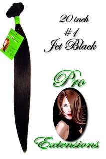 Jet Black Clip on in Human Hair Extensions 20 inch  