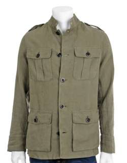 ETRO MILANO $895 mens army green linen military cargo jacket L NWT 