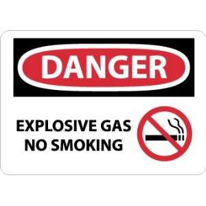Danger, Explosive Gas No Smoking, Graphic,10X14, Rigid Plastic  