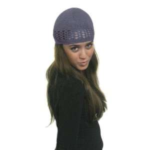  Blue Grey Womens Kufi Crochet Knit Hat