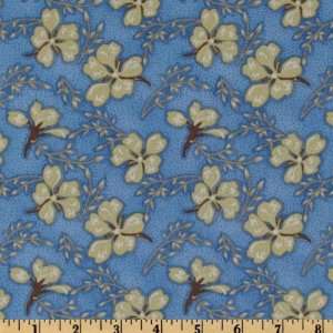  Charlotte Petals Blue/Tan Fabric By The Yard Arts, Crafts & Sewing