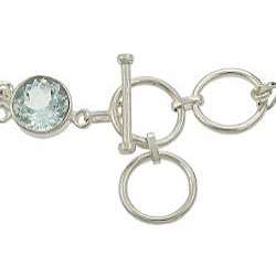 Sterling Silver Lab created Multi gemstone Toggle Bracelet   