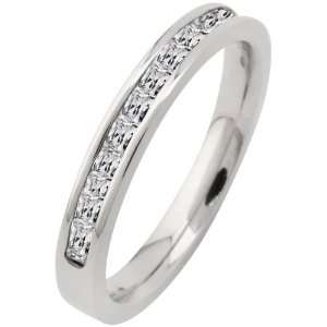   316L Stainless Steel Womens Half Eternity Emerald Cut cz Band Ring