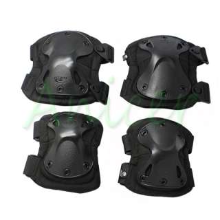 Tactical Combat Knee and Elbow Protective Pads Set Black  
