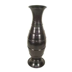  Metal Vase 6inch D X 18inch High Distressed Black