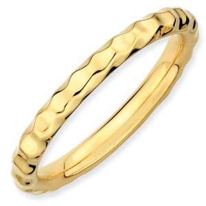 Sterling Silver Stackable Expressions Gold plated Hammered Ring   Size 
