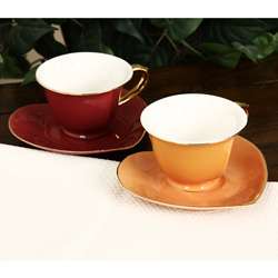 Yedi Housewares 6 person Inside Out Heart Teacups and Saucers Set 