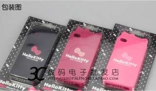Cute Gift Hello kitty cat ears HOT pink bow iphone 4 4s silicone case 