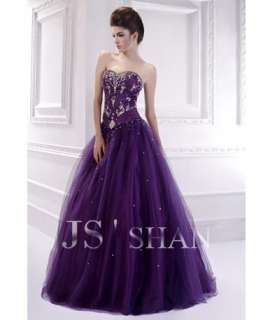 JSSHAN Embroidery Bridal Formal Ball Long Wedding Prom Gown Evening 