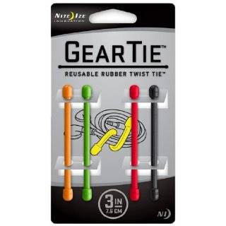 Nite Ize GT3 4PK A1 Gear Tie Reusable 3 Inch Rubber Twist Tie, 4 Pack 