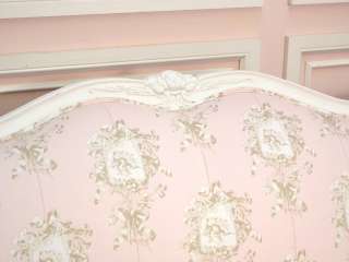 Shabby Cottage Chic White Pink Brown Toile Angel Cherub Sofa Couch 