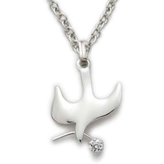 Ladies .925 Silver Peace Dove w Olive Branch Necklace  