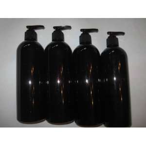 16 Oz Amber PET Cosmo Round Plastic Bottle & Lotion Pump (Package of 4 