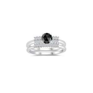 1.66 2.05 Cts Black & White Diamond Matching Ring Set in 