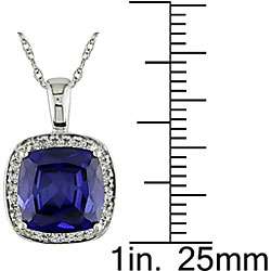   Gold Created Sapphire and 1/10ct TDW Diamond Necklace  