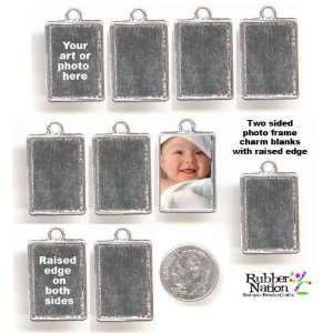  PHOTO Picture Frame CHARMS PENDANTS 10pc LOT 2 Sided 