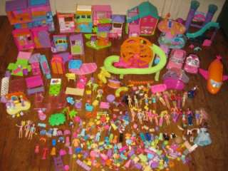 POLLY POCKET DOLLS CLOTHES BUILDINGS POOL CARS PLANE SUPER HUGE TOY 