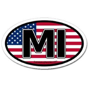  Michigan MI and USA Flag Car Bumper Sticker Decal Oval 