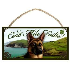 German Shepherd Dog Irish Welcome Sign / Plaque Céad Míle Fáilte 