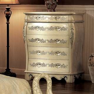 Luxury European Swan Whitewash Queen King Solid Wood Bed 4 Pc Bedroom 