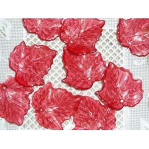  Sheer Pastel Red Maple Leaf Beads Arts, Crafts & Sewing