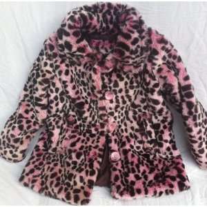  Girl Large Size 6, Pink and Black Animal Fur Leopard 
