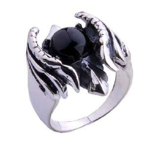  Black Agate Ring .925 Thai Silver Scorpio Designed Jewelry 