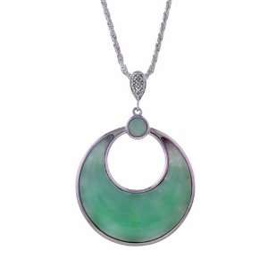  The Jewelers Collection Green Jade Necklace in Sterling 