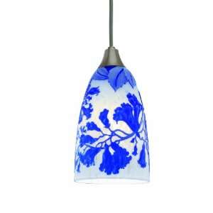 Halo Series Cameo Track Pendant Set in Brushed Nickel with Blue Glass 