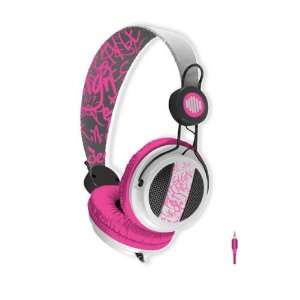  B MOVE Sound Wave Urban DJ Stereo Headset, White/Pink BM 