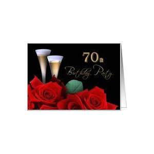  Invitation.70th Birthday Party. Red Roses Card Toys 