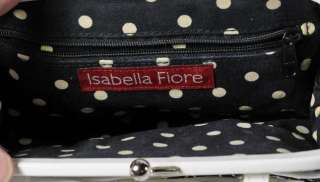 Isabella Fiore Framed Kisslock Embroidered Clutch Floral Daisies Black 